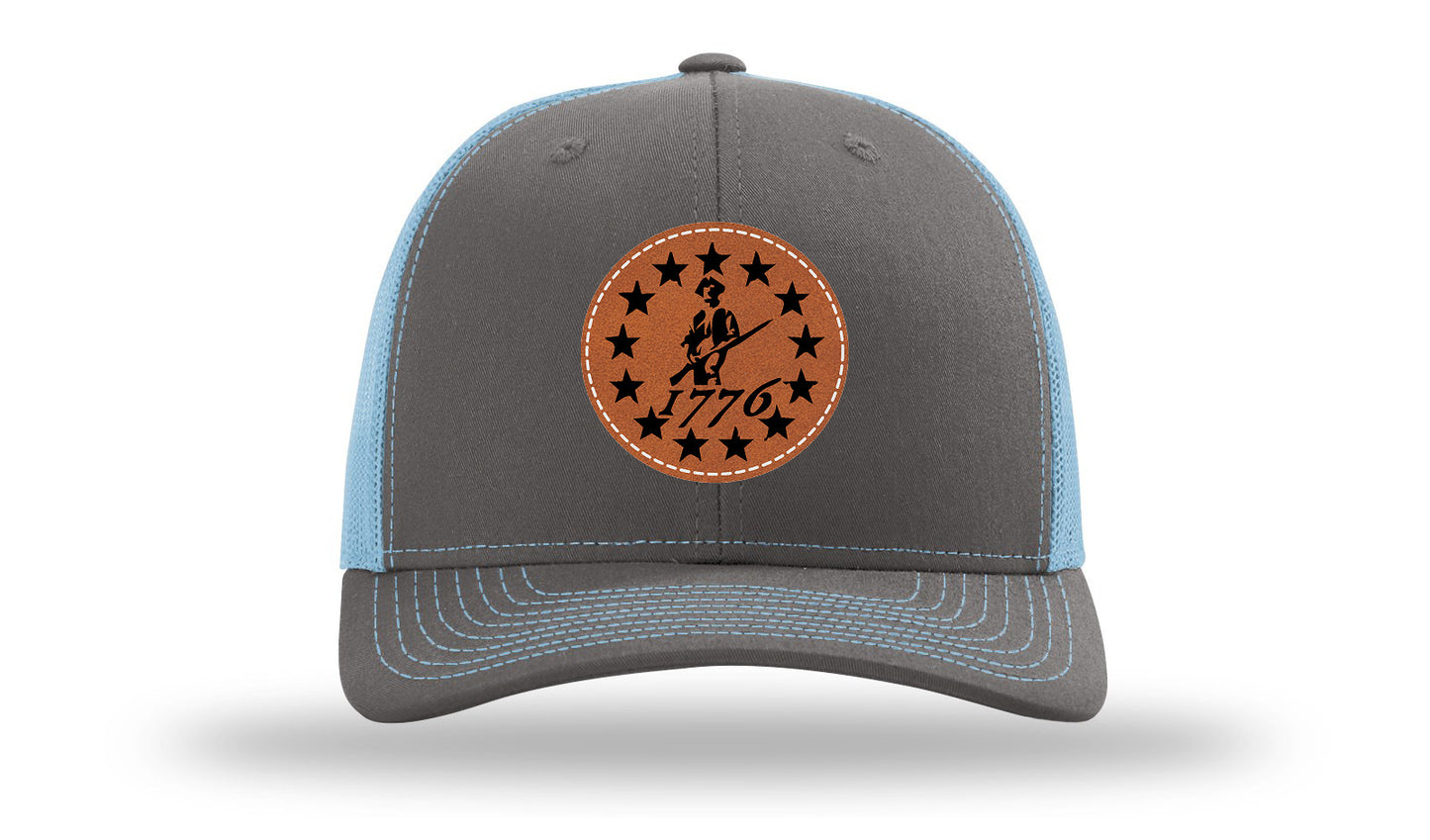 1776  Minuteman Leather Patch Richardson 112 Hat-Charcoal / Columbia Blue