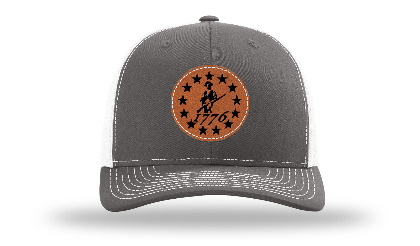 1776  Minuteman Leather Patch Richardson 112 Hat-Charcoal / White