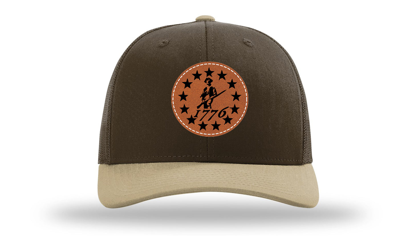 1776  Minuteman Leather Patch Richardson 112 Hat-Brown / Khaki - CMB