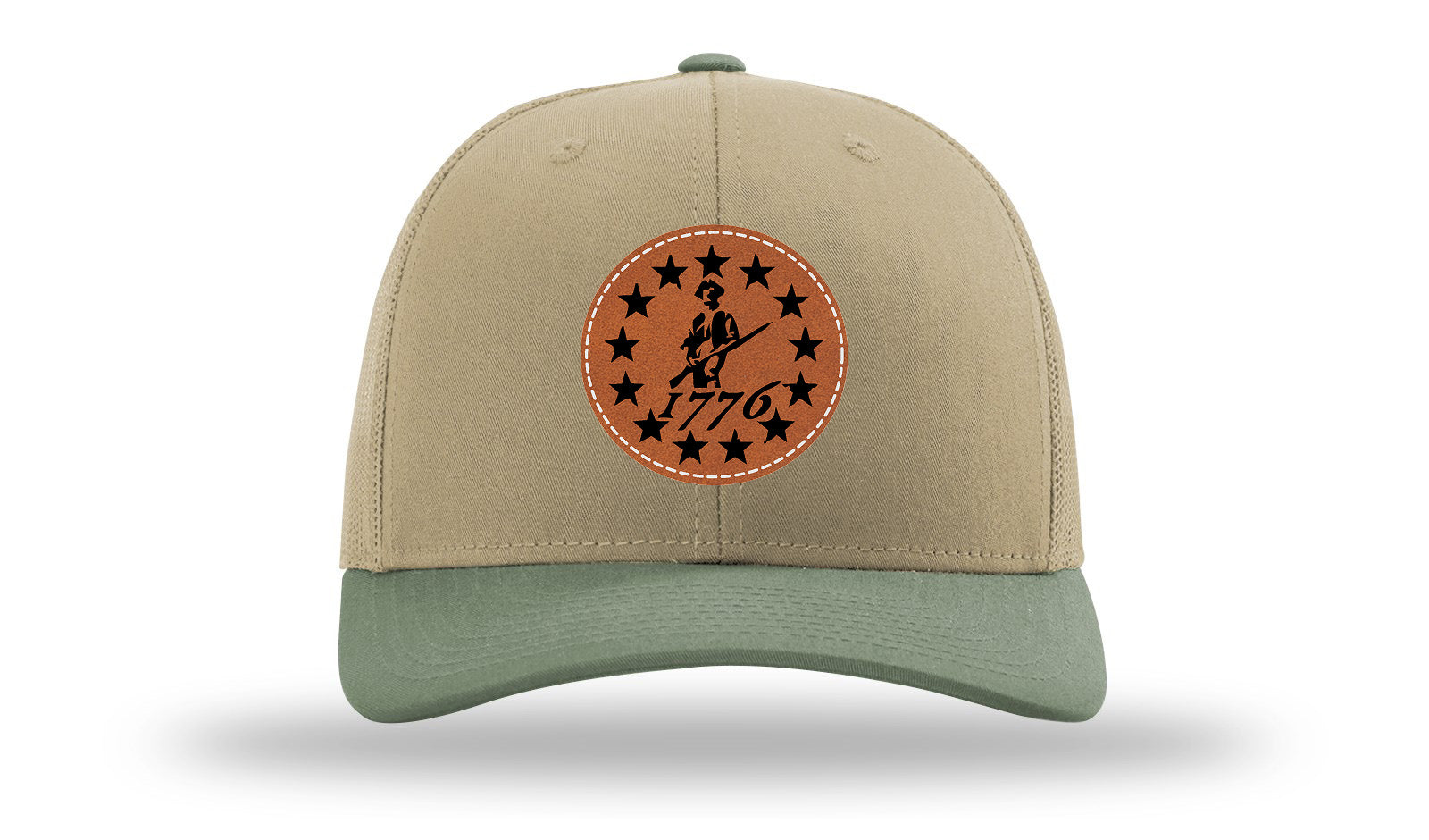 1776  Minuteman Leather Patch Richardson 112 Hat-Khaki / Loden - CMB