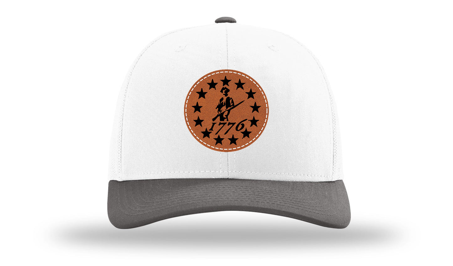 1776  Minuteman Leather Patch Richardson 112 Hat-White / Charcaol - CMB 