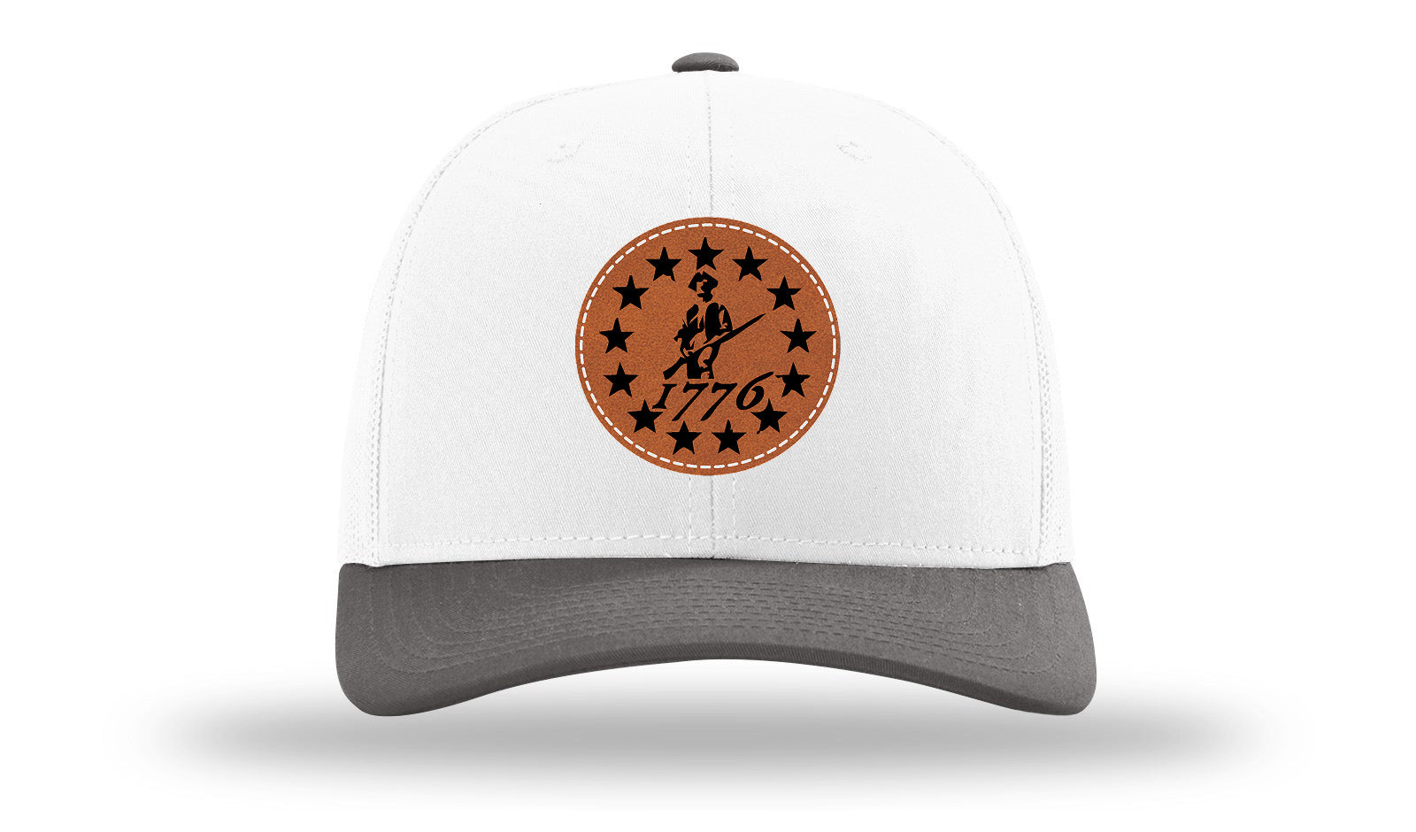 1776  Minuteman Leather Patch Richardson 112 Hat-White / Charcaol - CMB 