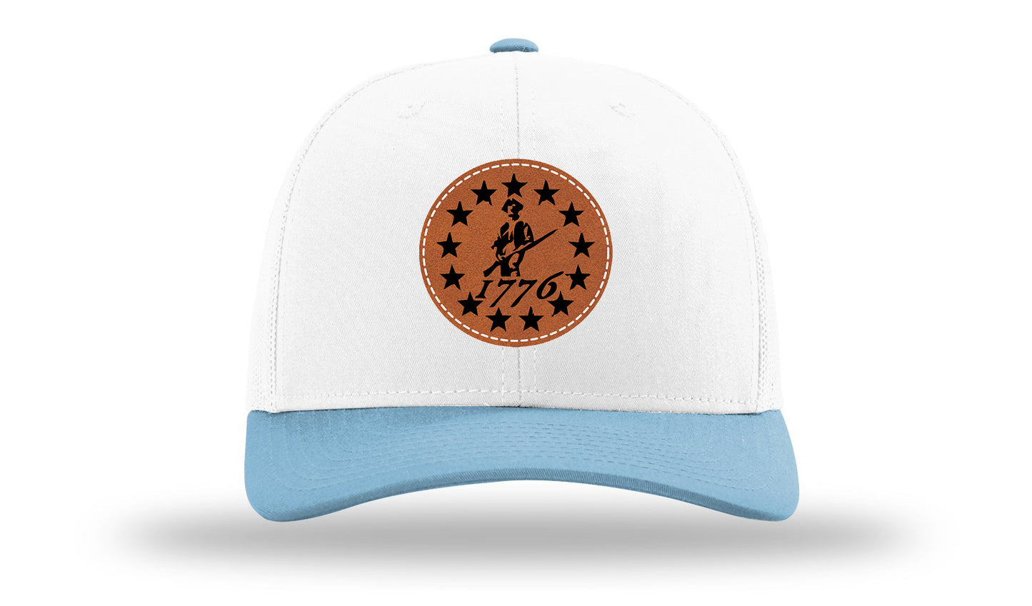 1776  Minuteman Leather Patch Richardson 112 Hat-White /Columbia Blue - CMB