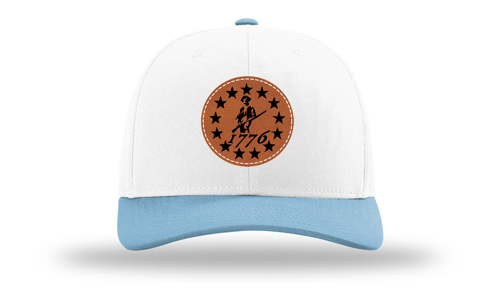 1776  Minuteman Leather Patch Richardson 112 Hat-White /Columbia Blue - CMB