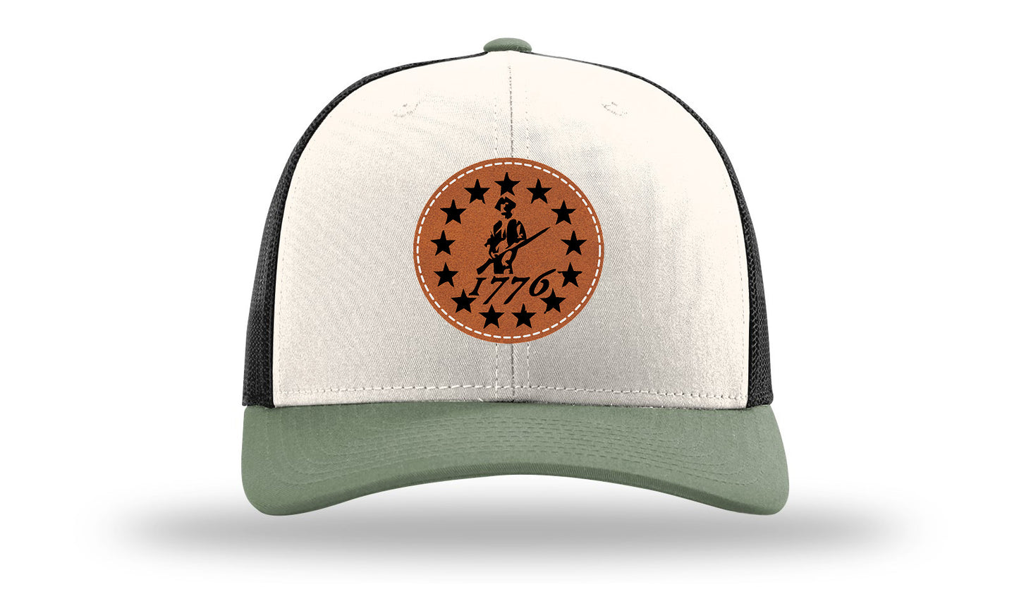 1776  Minuteman Leather Patch Richardson 112 Hat-Cream / Black / Loden