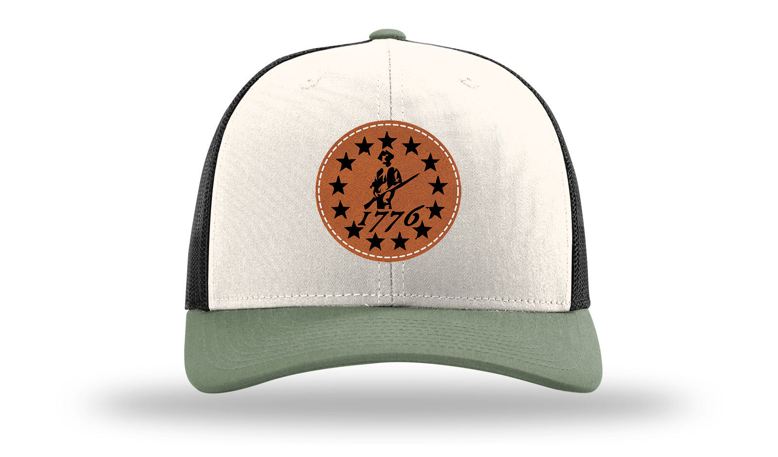 1776  Minuteman Leather Patch Richardson 112 Hat-Cream / Black / Loden
