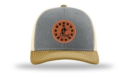 1776  Minuteman Leather Patch Richardson 112 Hat-Heather Grey / Birch / Amber Gold