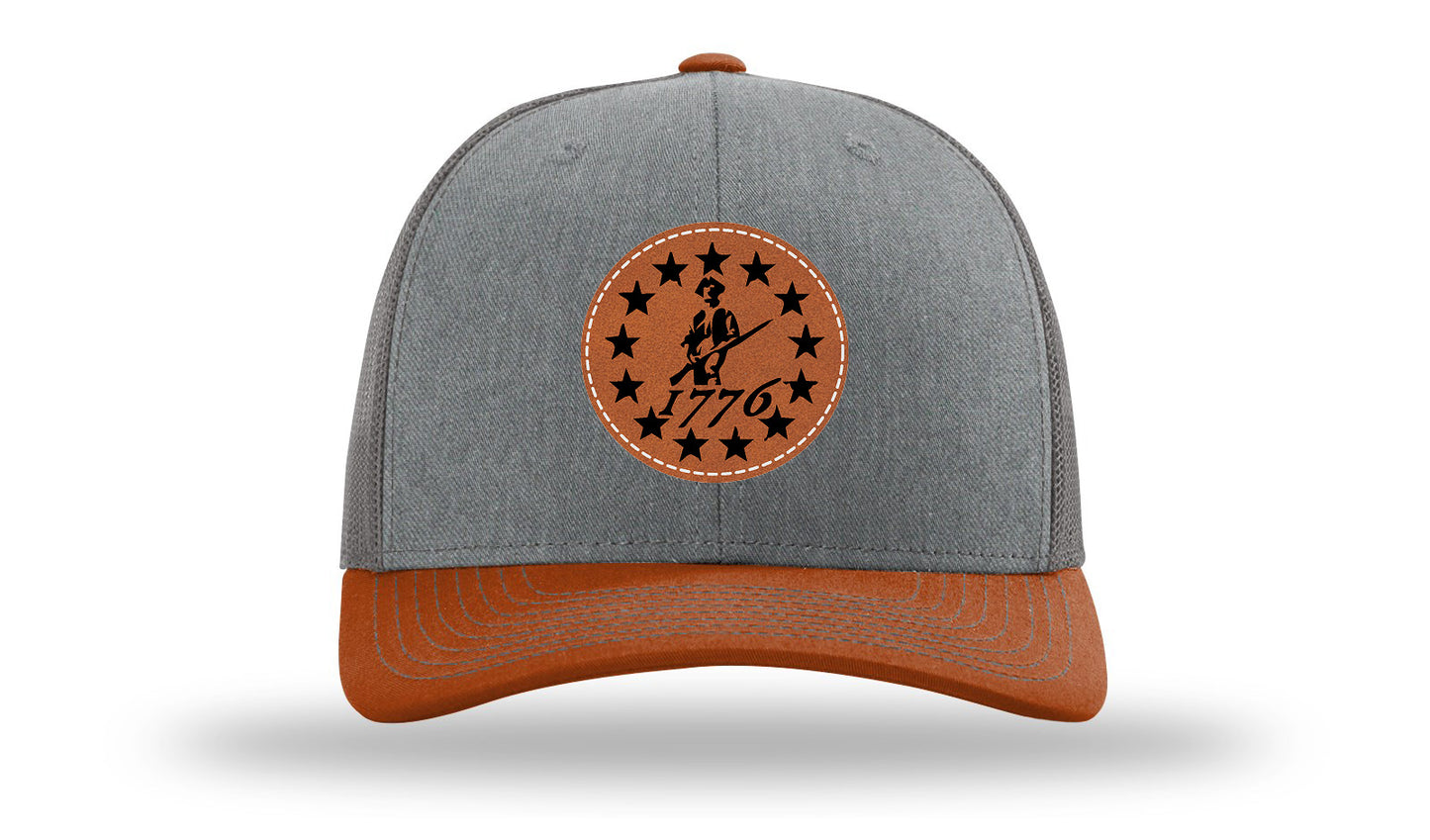 1776  Minuteman Leather Patch Richardson 112 Hat-Heather Grey / Charcoal / Dark Orange