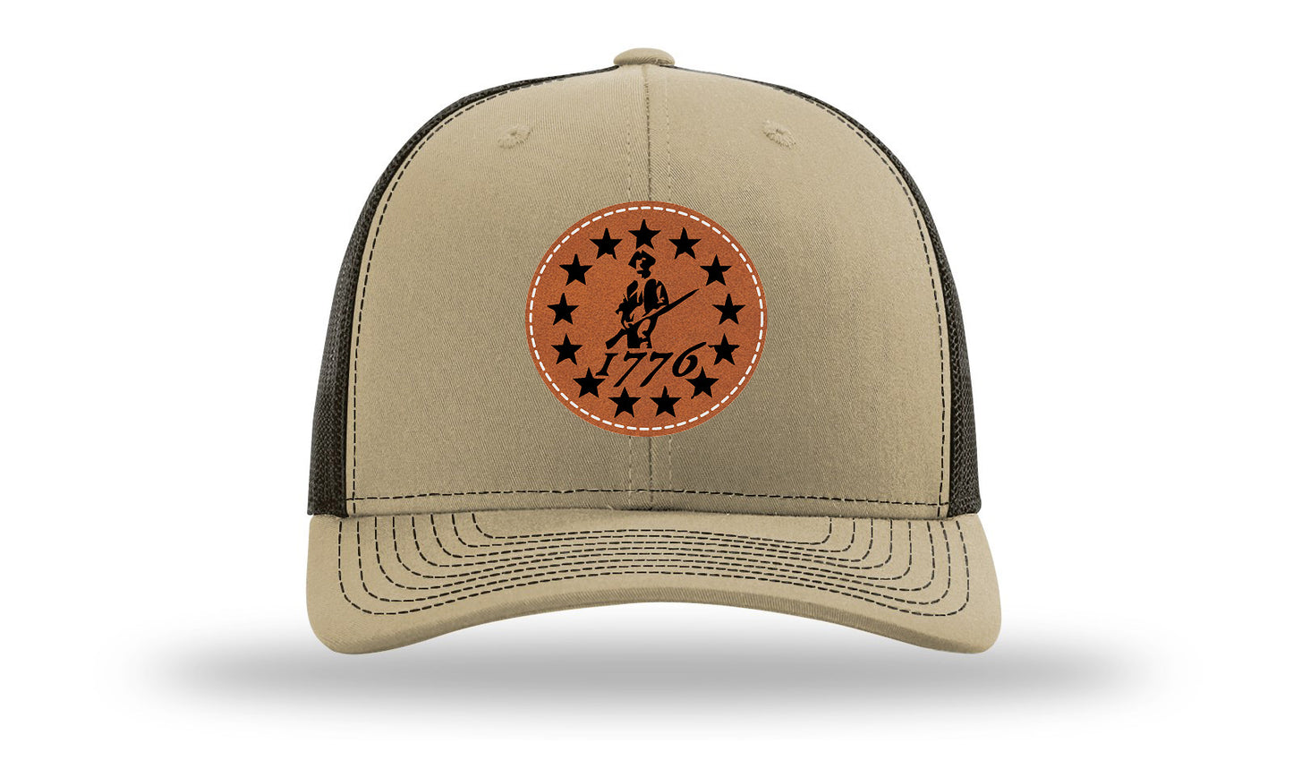 1776  Minuteman Leather Patch Richardson 112 Hat-Khaki / Coffee