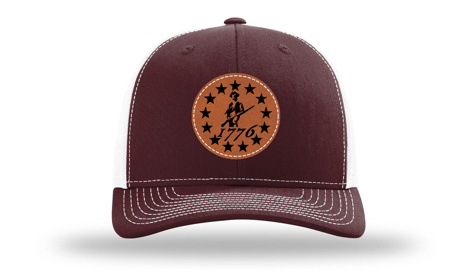 1776  Minuteman Leather Patch Richardson 112 Hat-Maronn / White