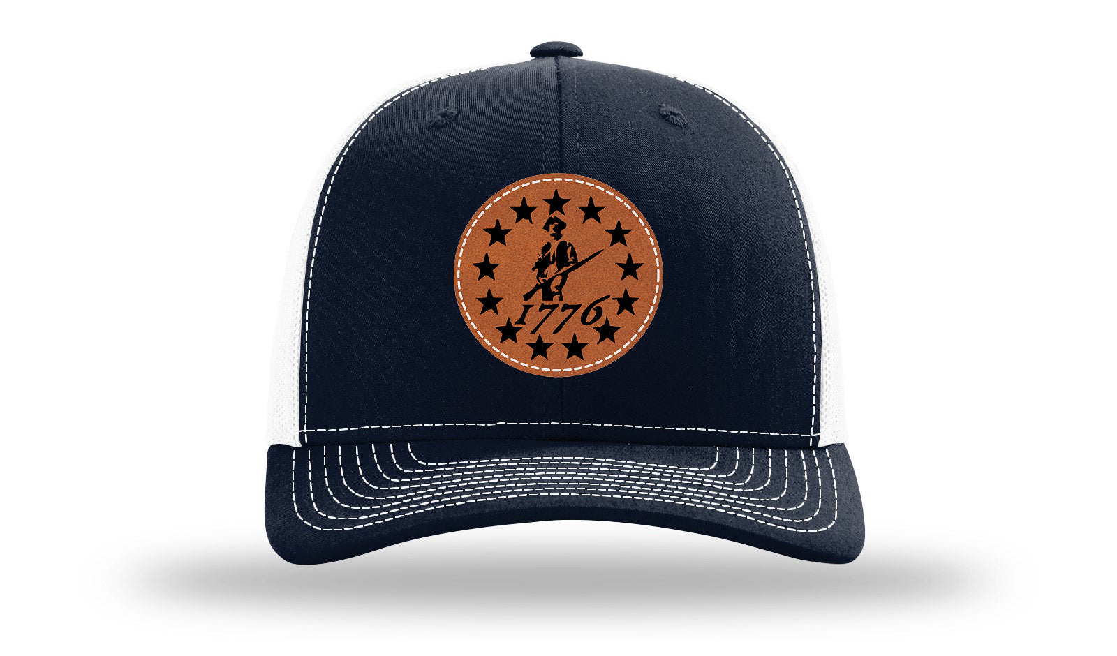 1776  Minuteman Leather Patch Richardson 112 Hat-Navy / White