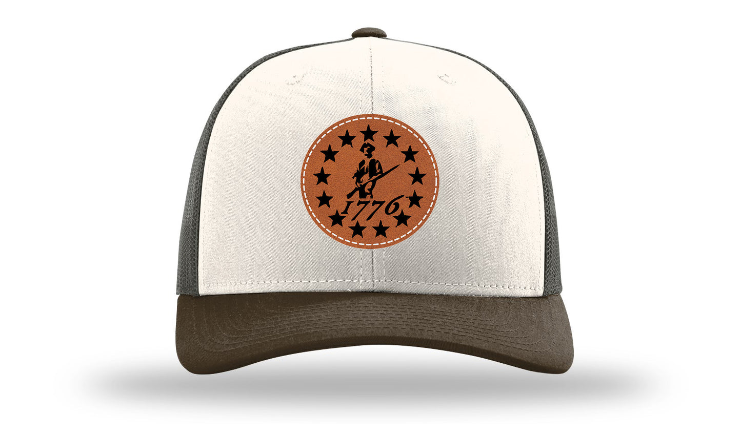 1776  Minuteman Leather Patch Richardson 112 Hat-Cream / Gray Brown / Brown