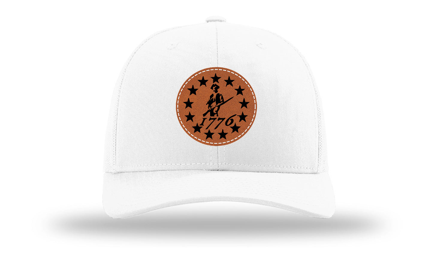 1776  Minuteman Leather Patch Richardson 112 Hat-White