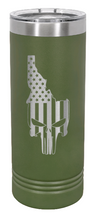 Load image into Gallery viewer, Idaho Punisher Flag Laser Engraved Skinny Tumbler (Etched)
