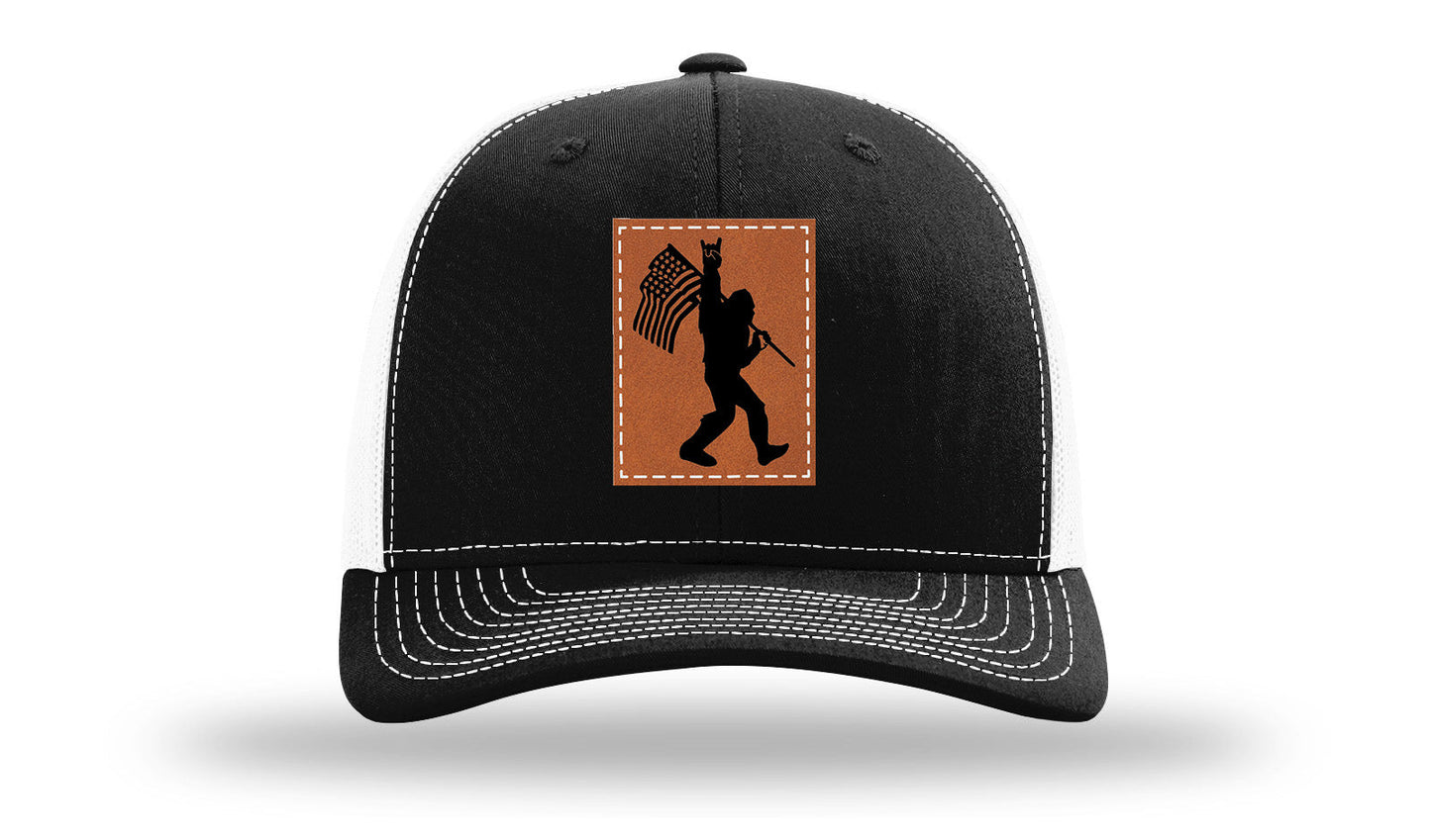 Sasquatch Flag Leather Patch Richardson 112 Hat