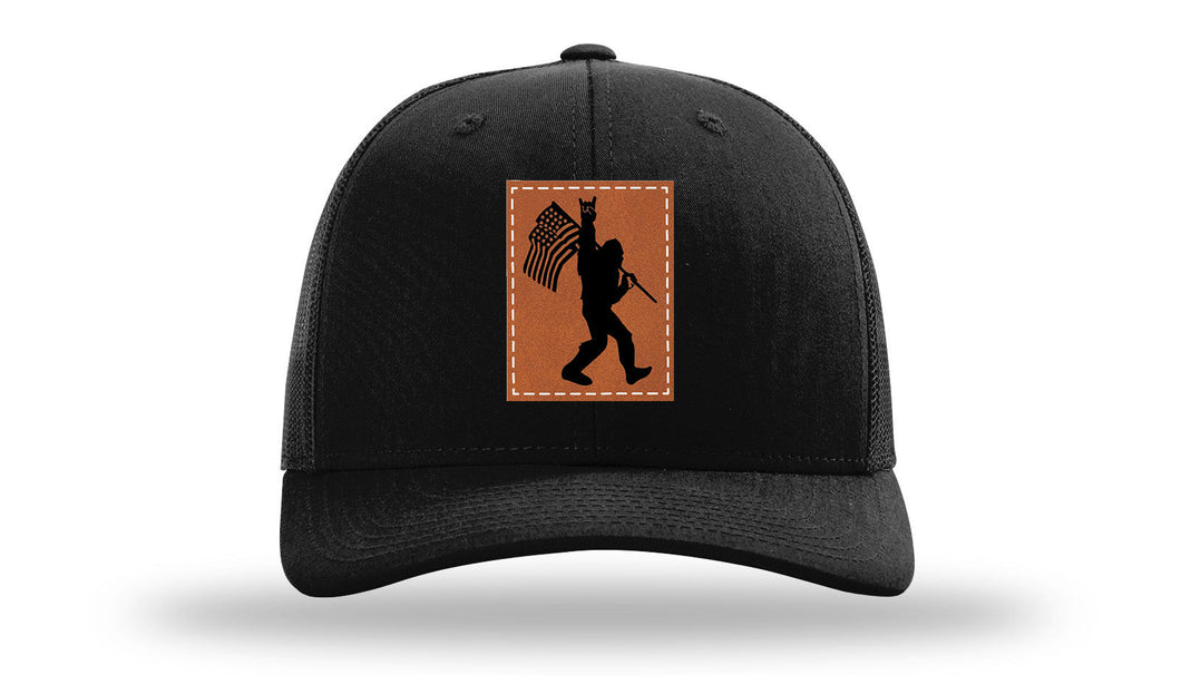Sasquatch Flag Leather Patch Richardson 112 Hat