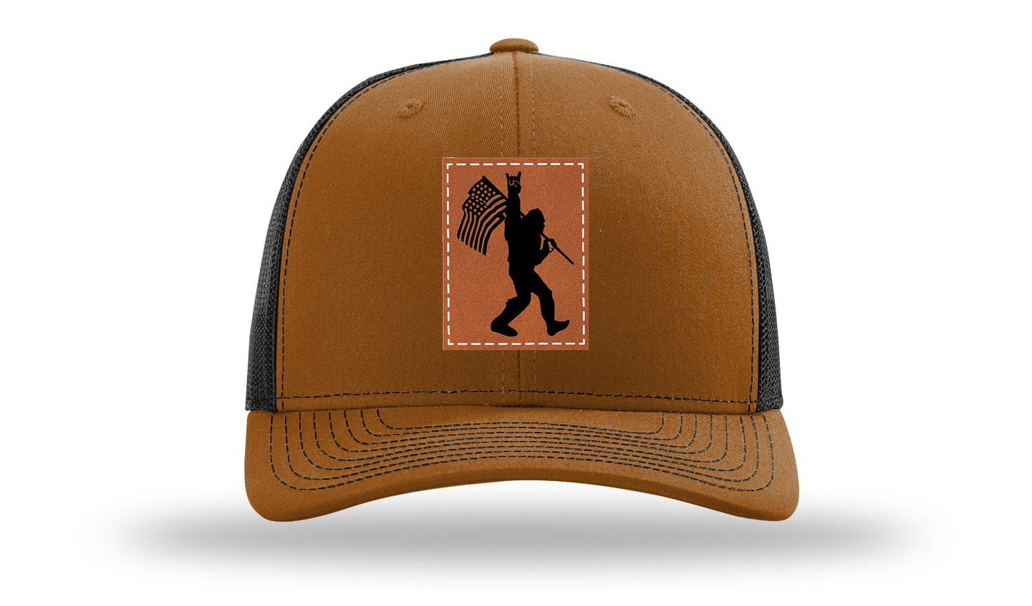 Sasquatch Flag Leather Patch Richardson 112 Hat