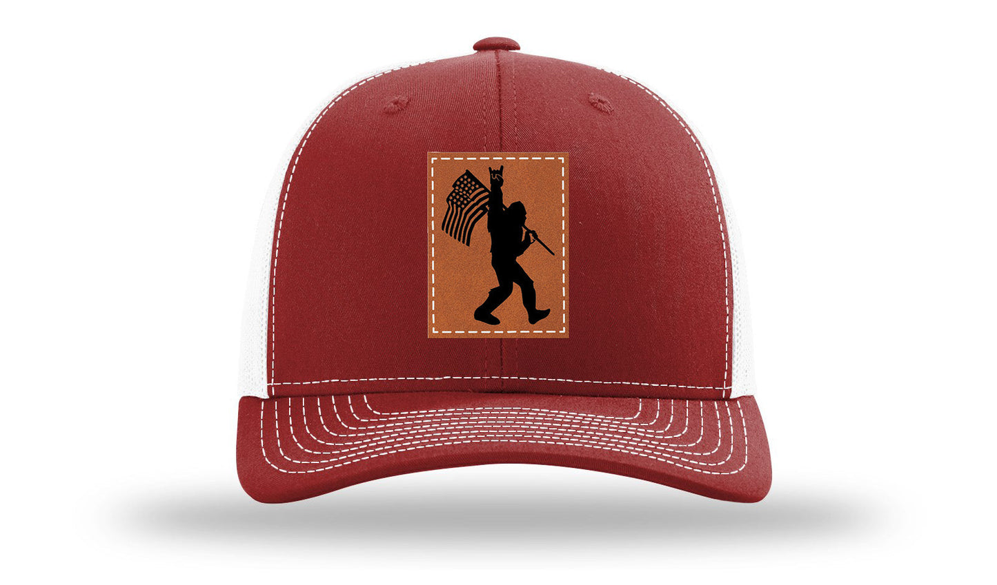 Sasquatch Flag Leather Patch Richardson 112 Hat