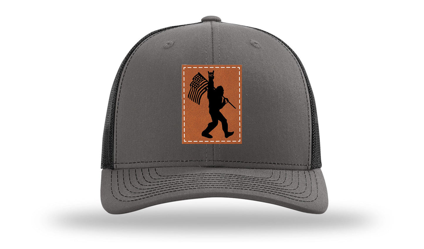 Sasquatch Flag Leather Patch Richardson 112 Hat