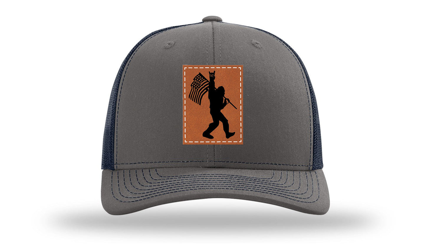 Sasquatch Flag Leather Patch Richardson 112 Hat