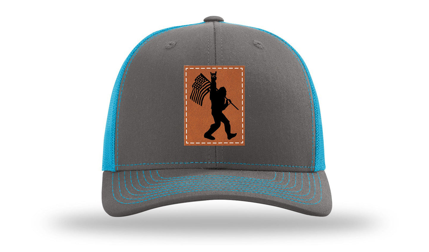 Sasquatch Flag Leather Patch Richardson 112 Hat