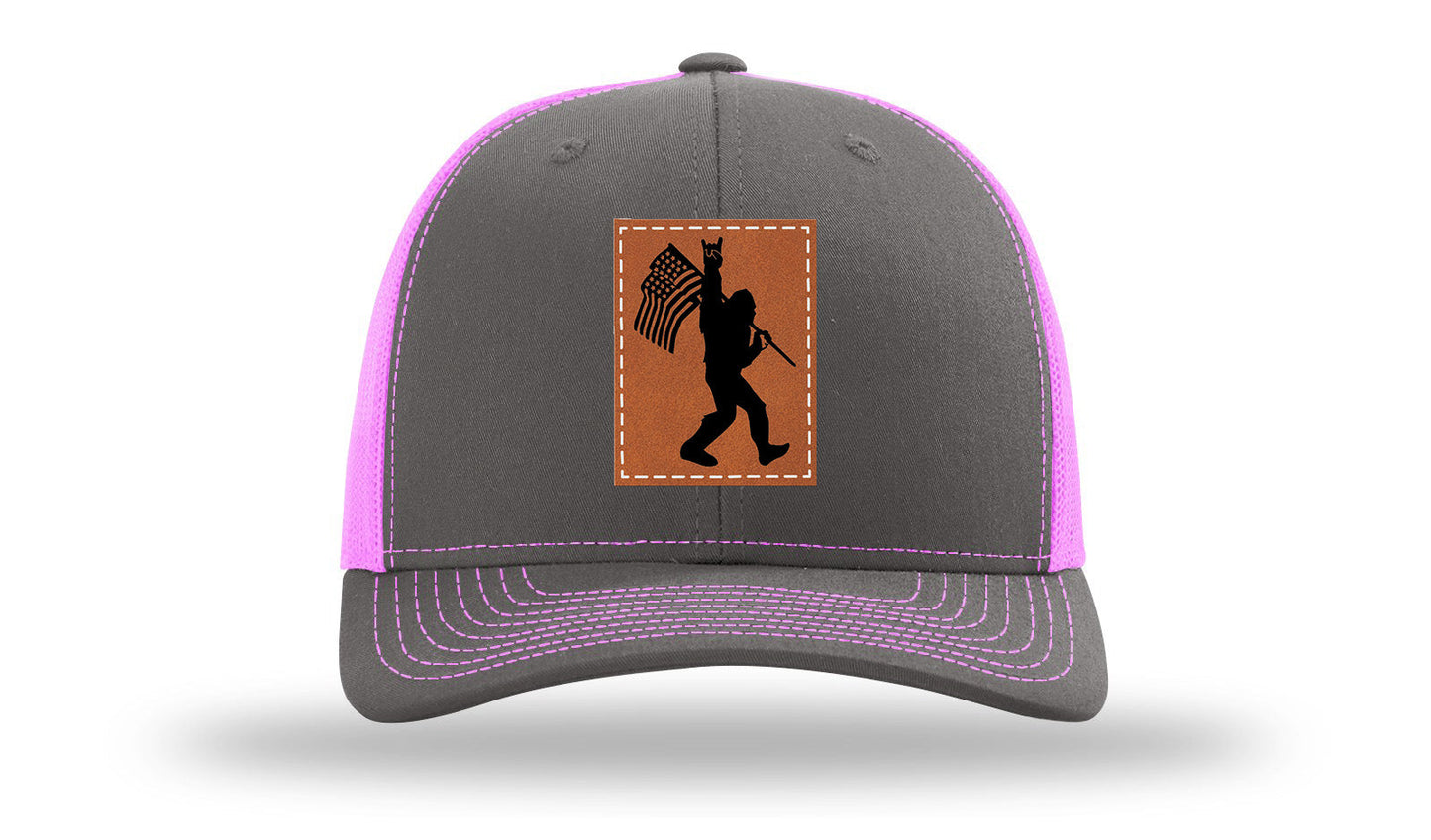 Sasquatch Flag Leather Patch Richardson 112 Hat