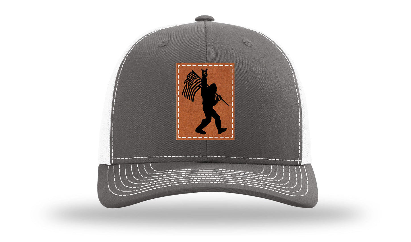 Sasquatch Flag Leather Patch Richardson 112 Hat