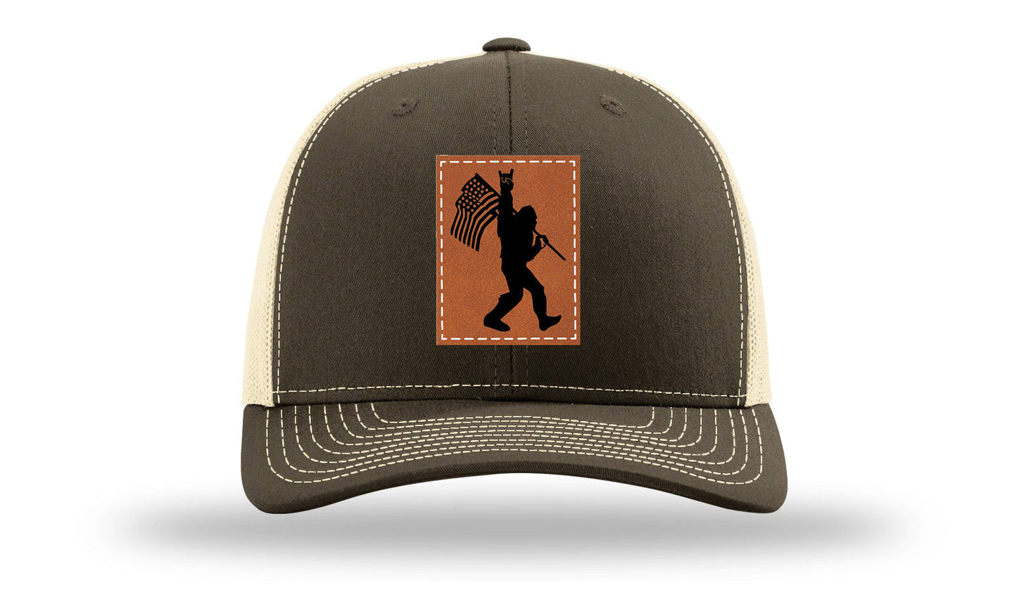 Sasquatch Flag Leather Patch Richardson 112 Hat