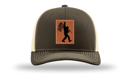Sasquatch Flag Leather Patch Richardson 112 Hat