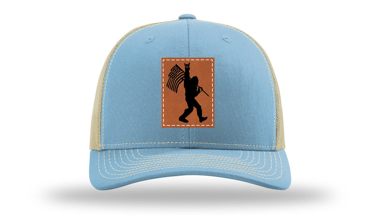 Sasquatch Flag Leather Patch Richardson 112 Hat