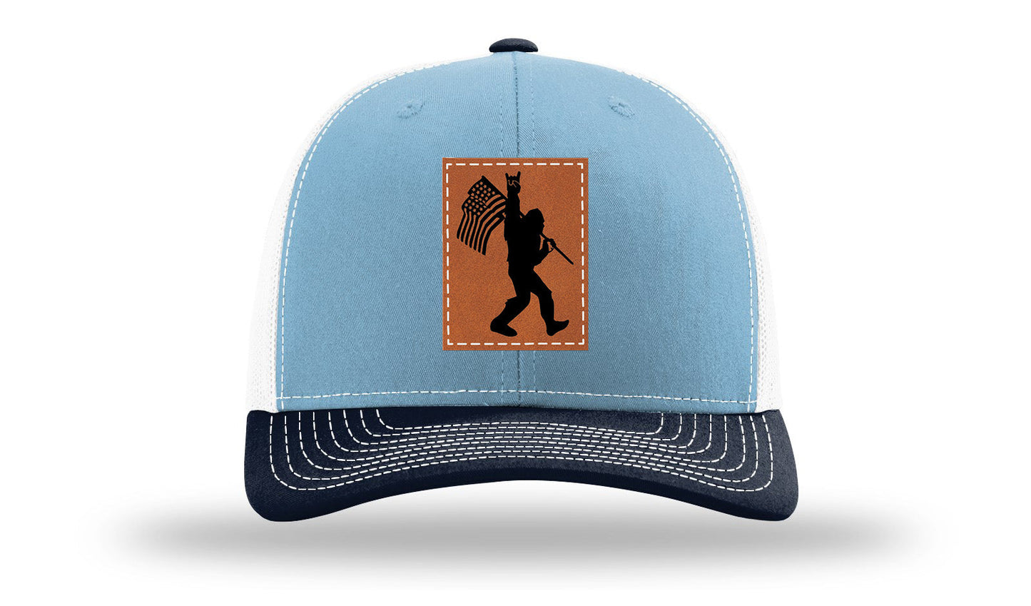 Sasquatch Flag Leather Patch Richardson 112 Hat