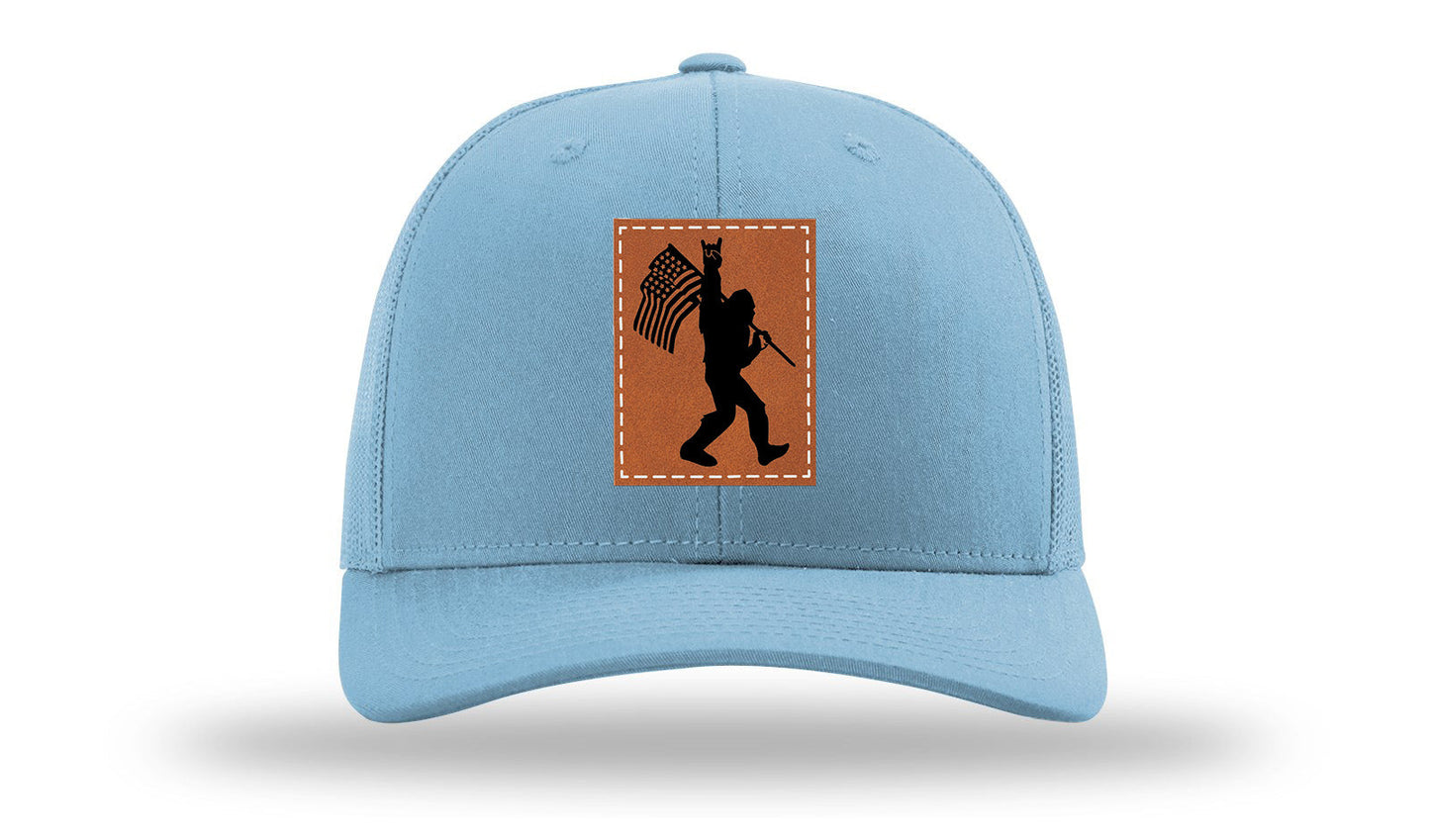 Sasquatch Flag Leather Patch Richardson 112 Hat