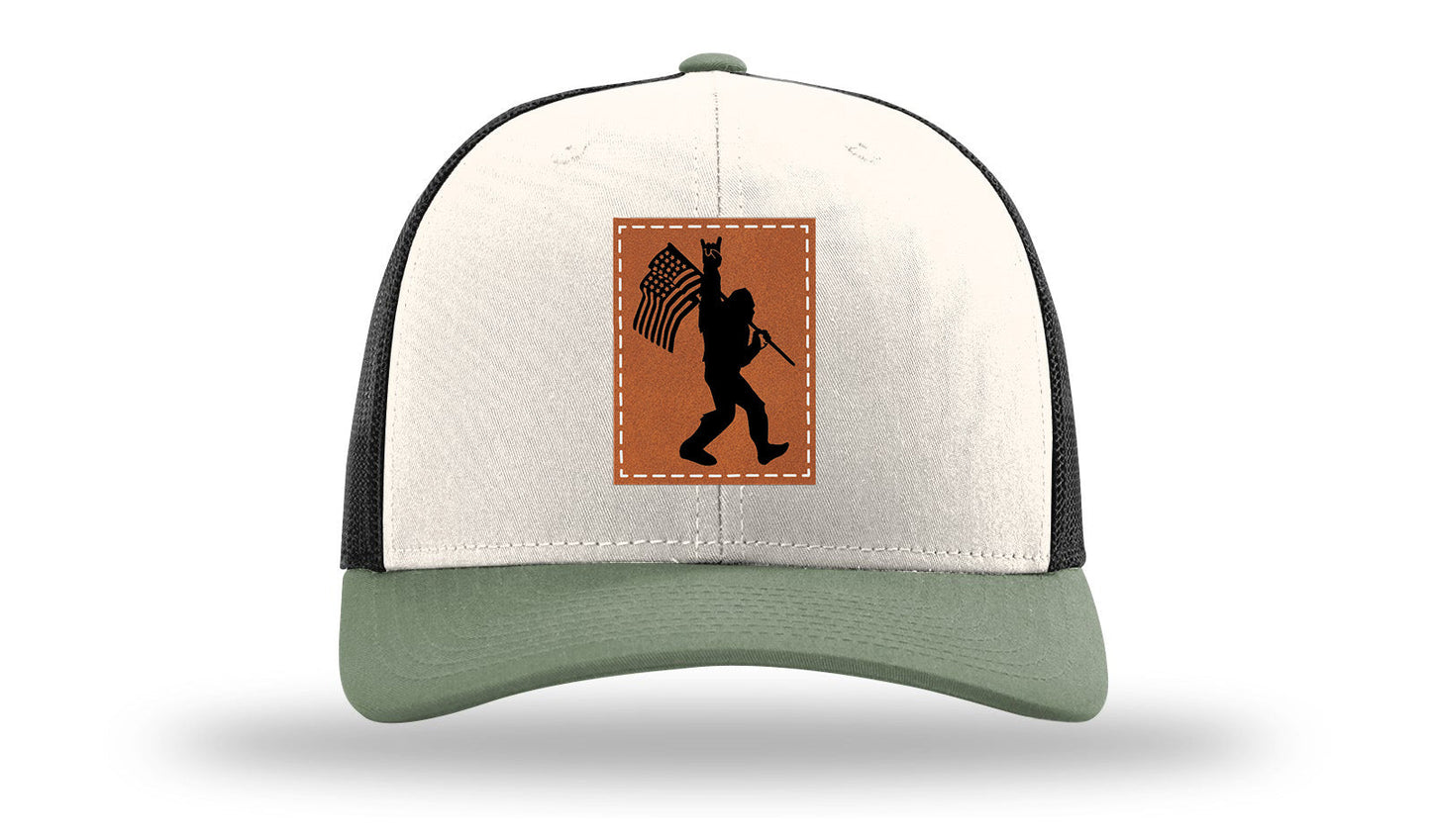 Sasquatch Flag Leather Patch Richardson 112 Hat