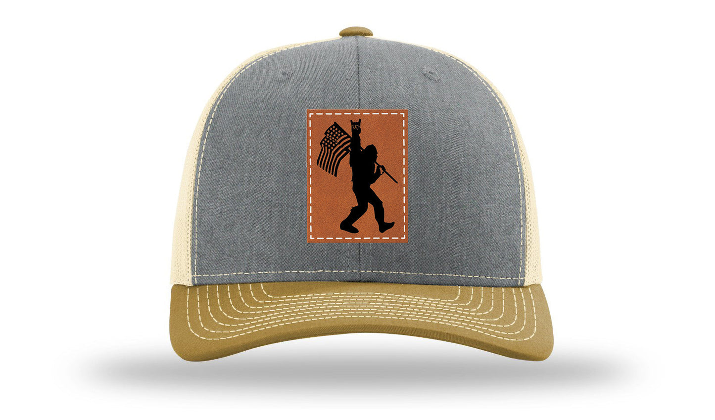 Sasquatch Flag Leather Patch Richardson 112 Hat