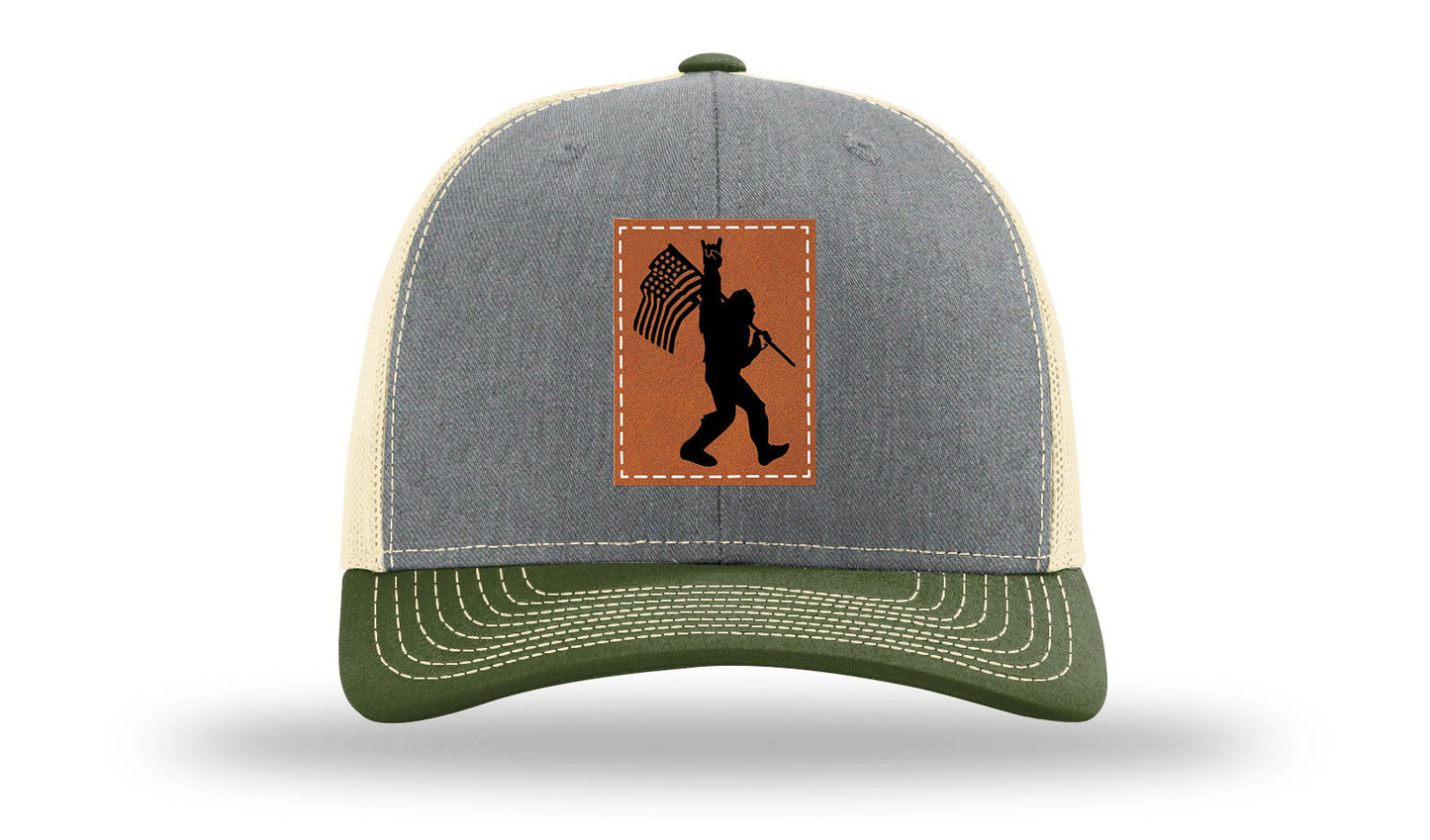 Sasquatch Flag Leather Patch Richardson 112 Hat