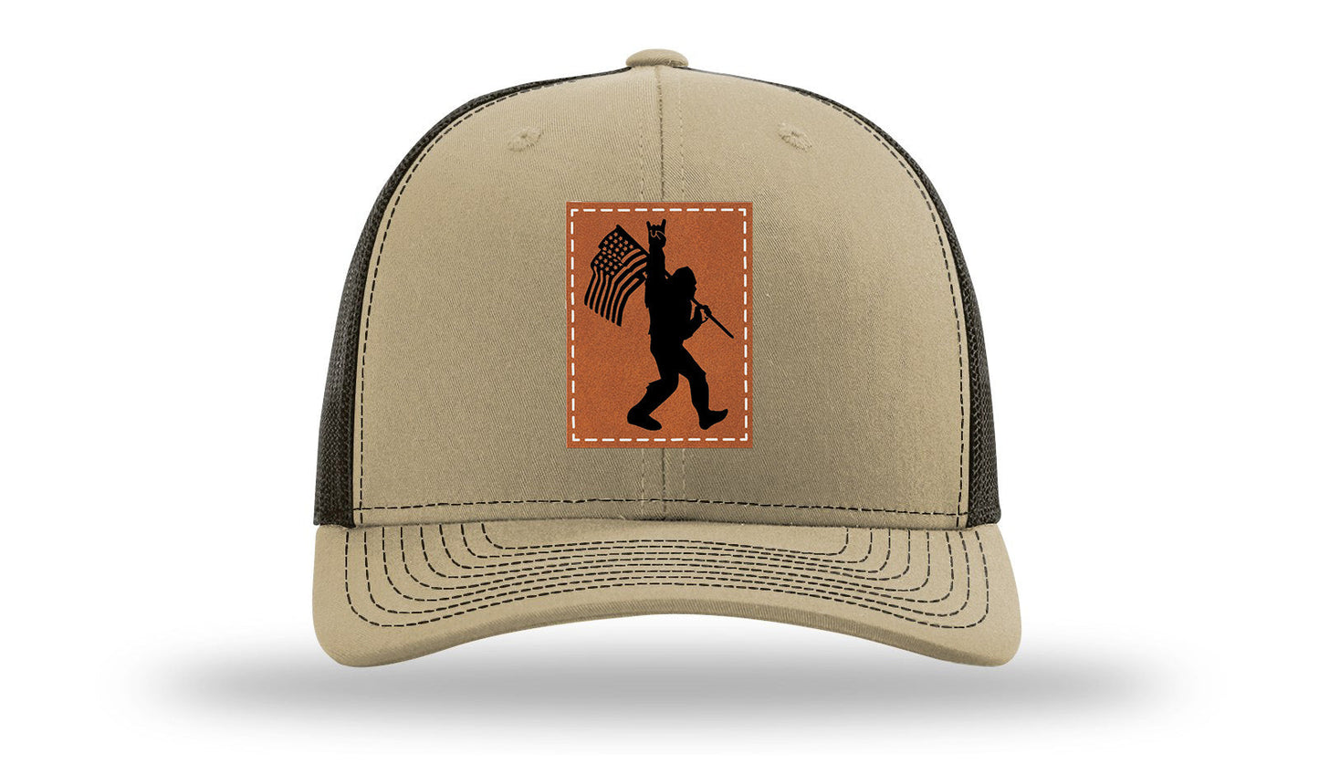Sasquatch Flag Leather Patch Richardson 112 Hat