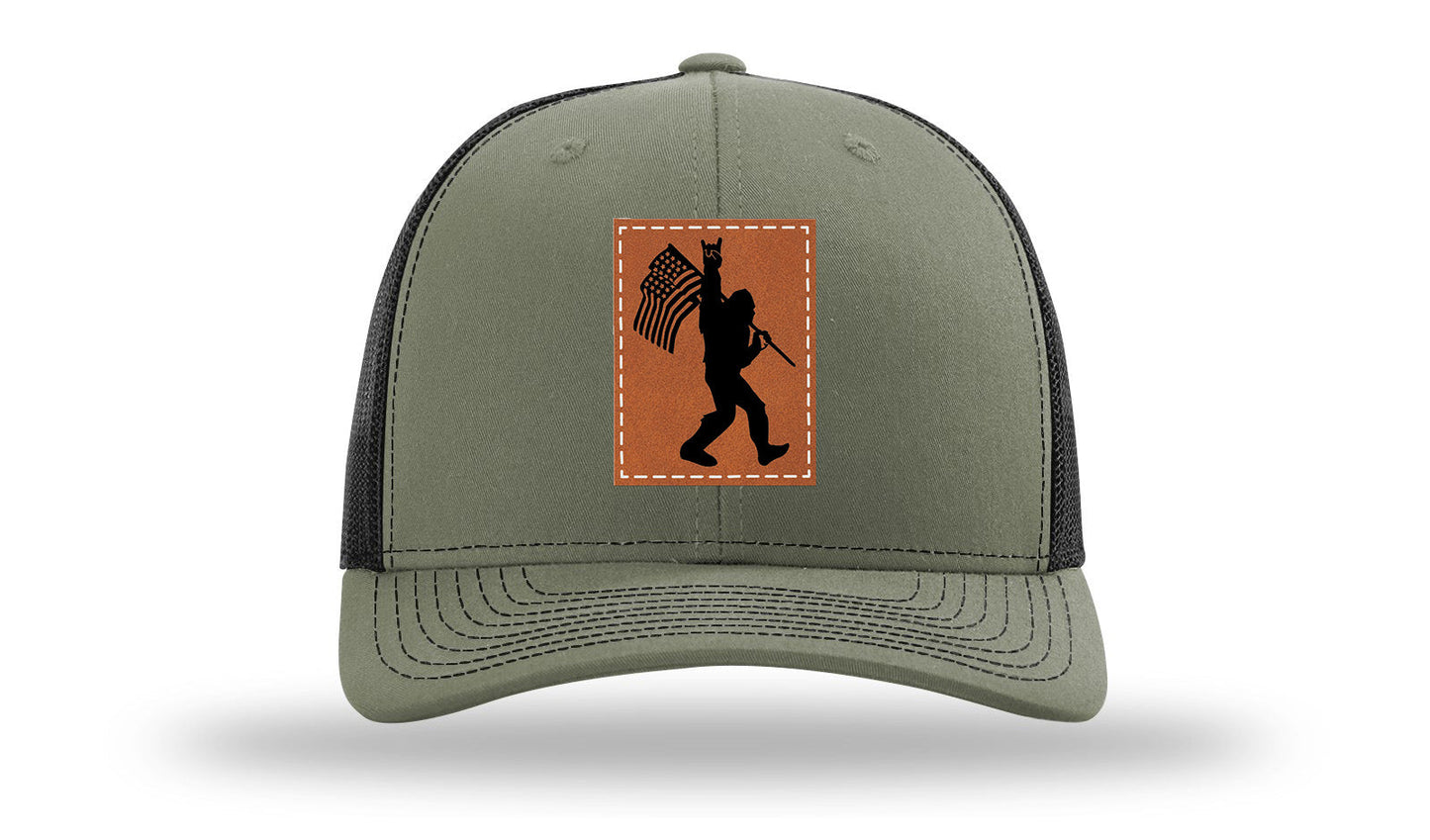 Sasquatch Flag Leather Patch Richardson 112 Hat