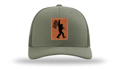 Sasquatch Flag Leather Patch Richardson 112 Hat