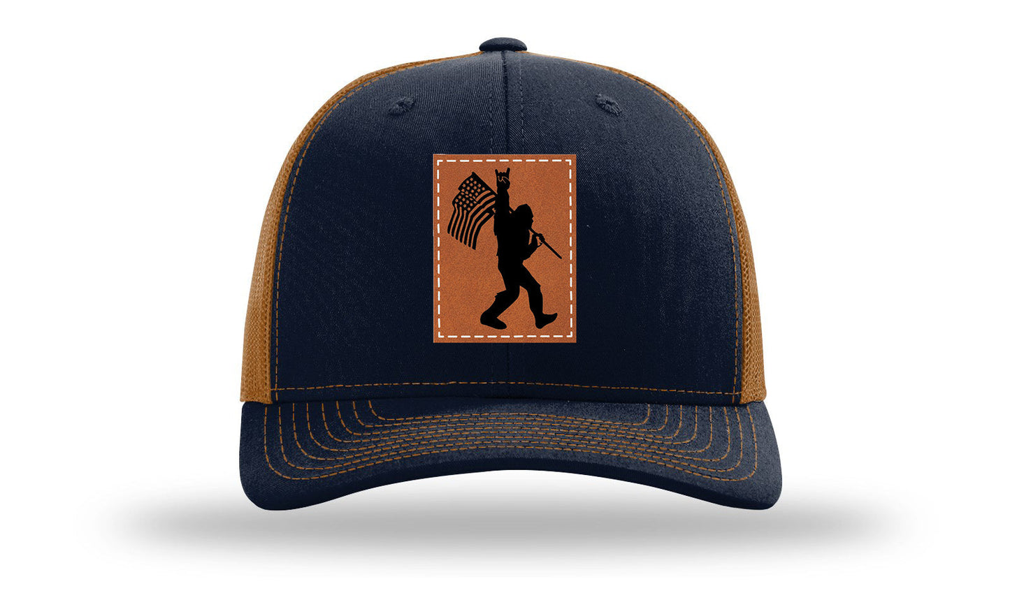 Sasquatch Flag Leather Patch Richardson 112 Hat