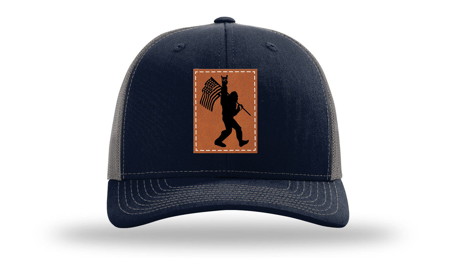 Sasquatch Flag Leather Patch Richardson 112 Hat