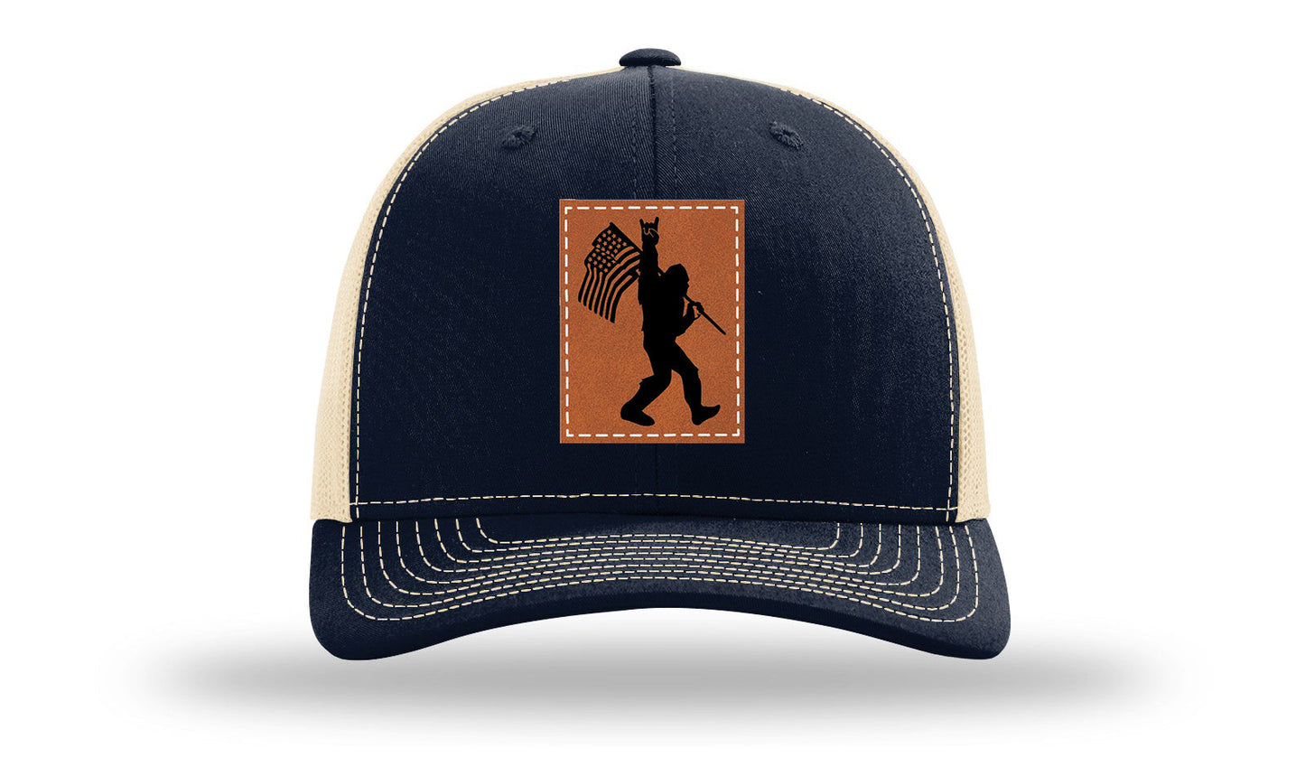 Sasquatch Flag Leather Patch Richardson 112 Hat