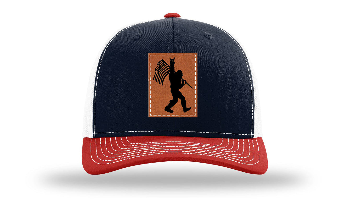 Sasquatch Flag Leather Patch Richardson 112 Hat