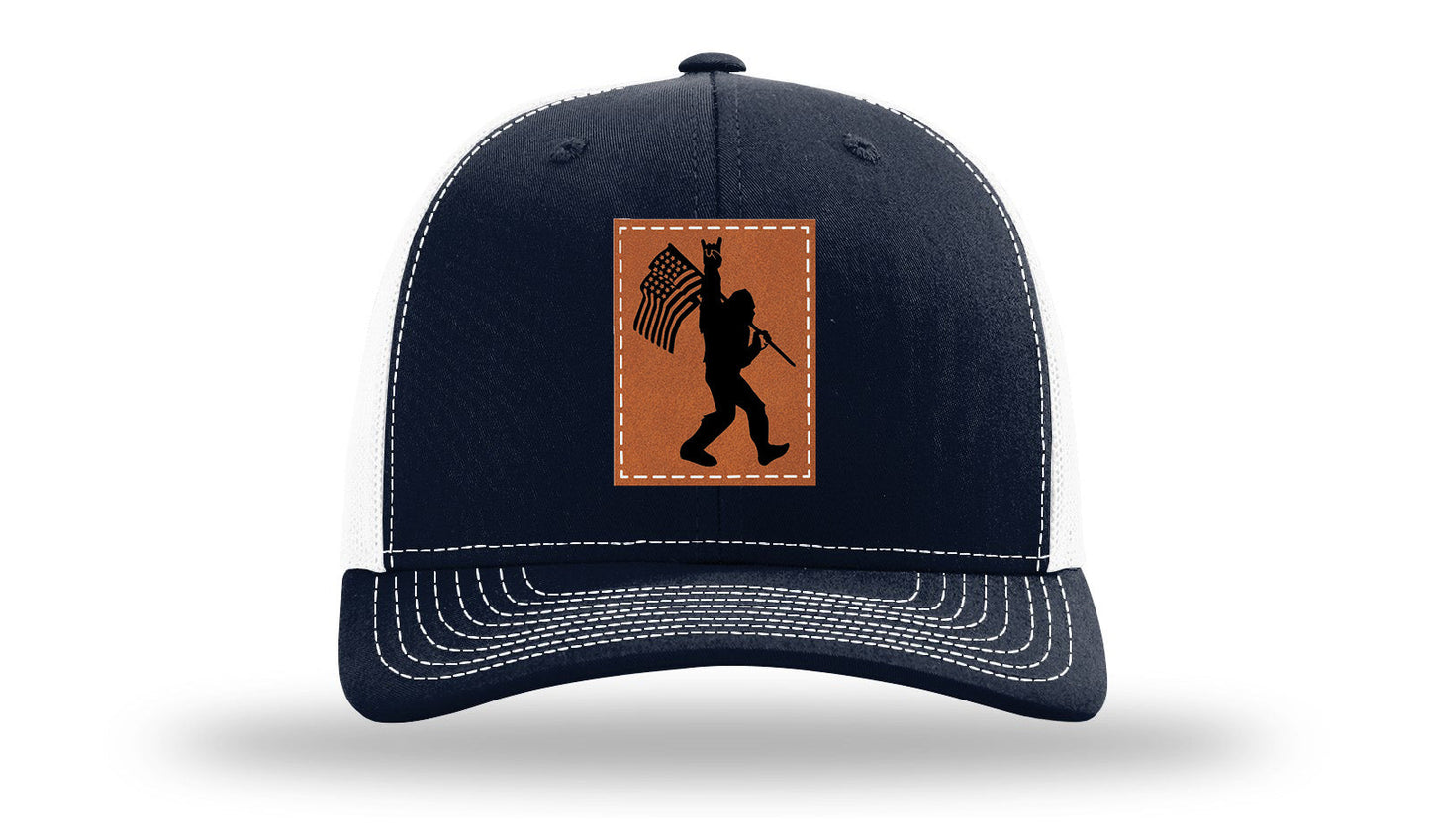 Sasquatch Flag Leather Patch Richardson 112 Hat