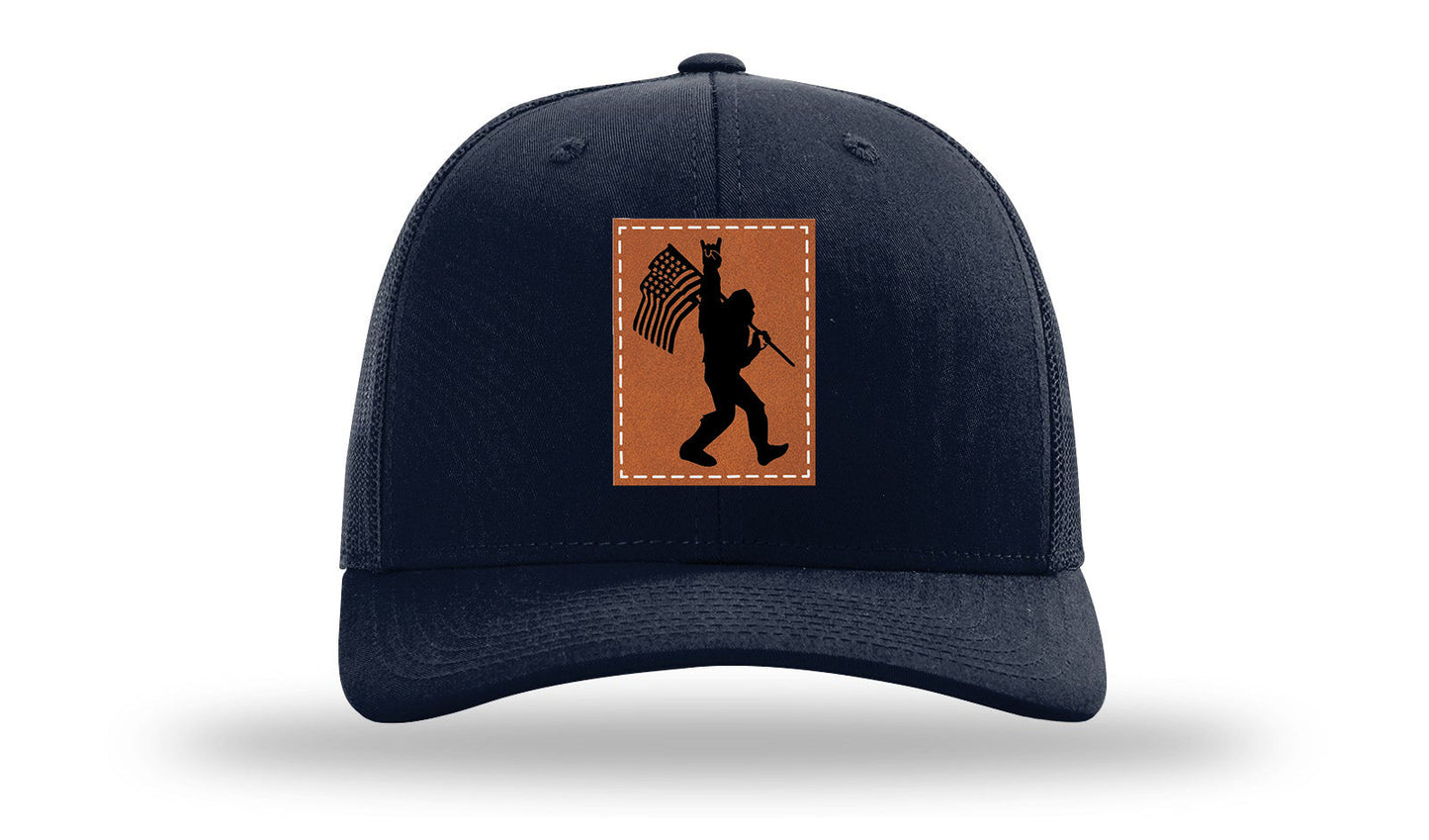 Sasquatch Flag Leather Patch Richardson 112 Hat