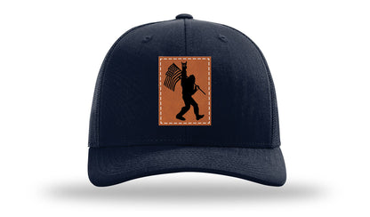 Sasquatch Flag Leather Patch Richardson 112 Hat