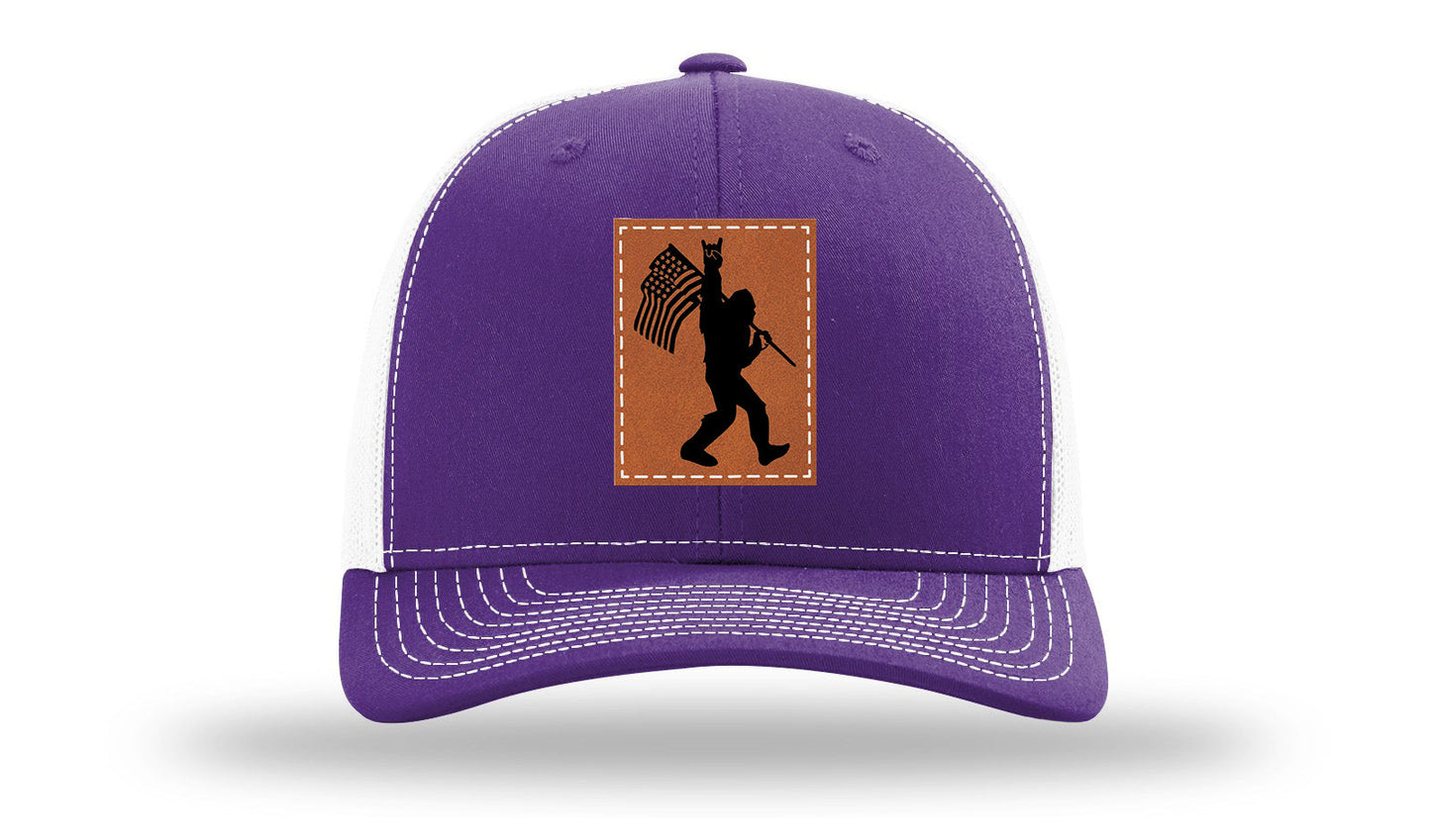 Sasquatch Flag Leather Patch Richardson 112 Hat