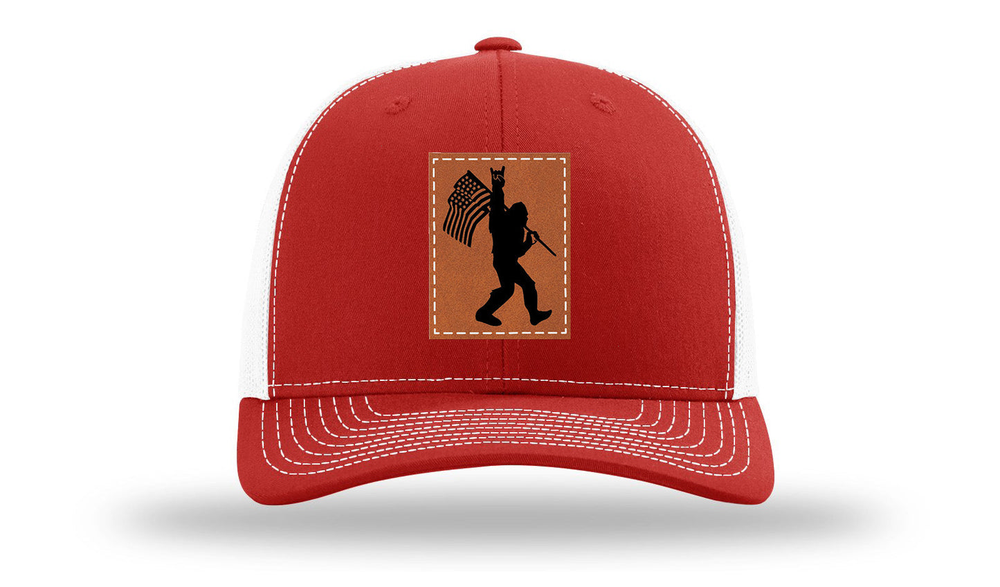 Sasquatch Flag Leather Patch Richardson 112 Hat