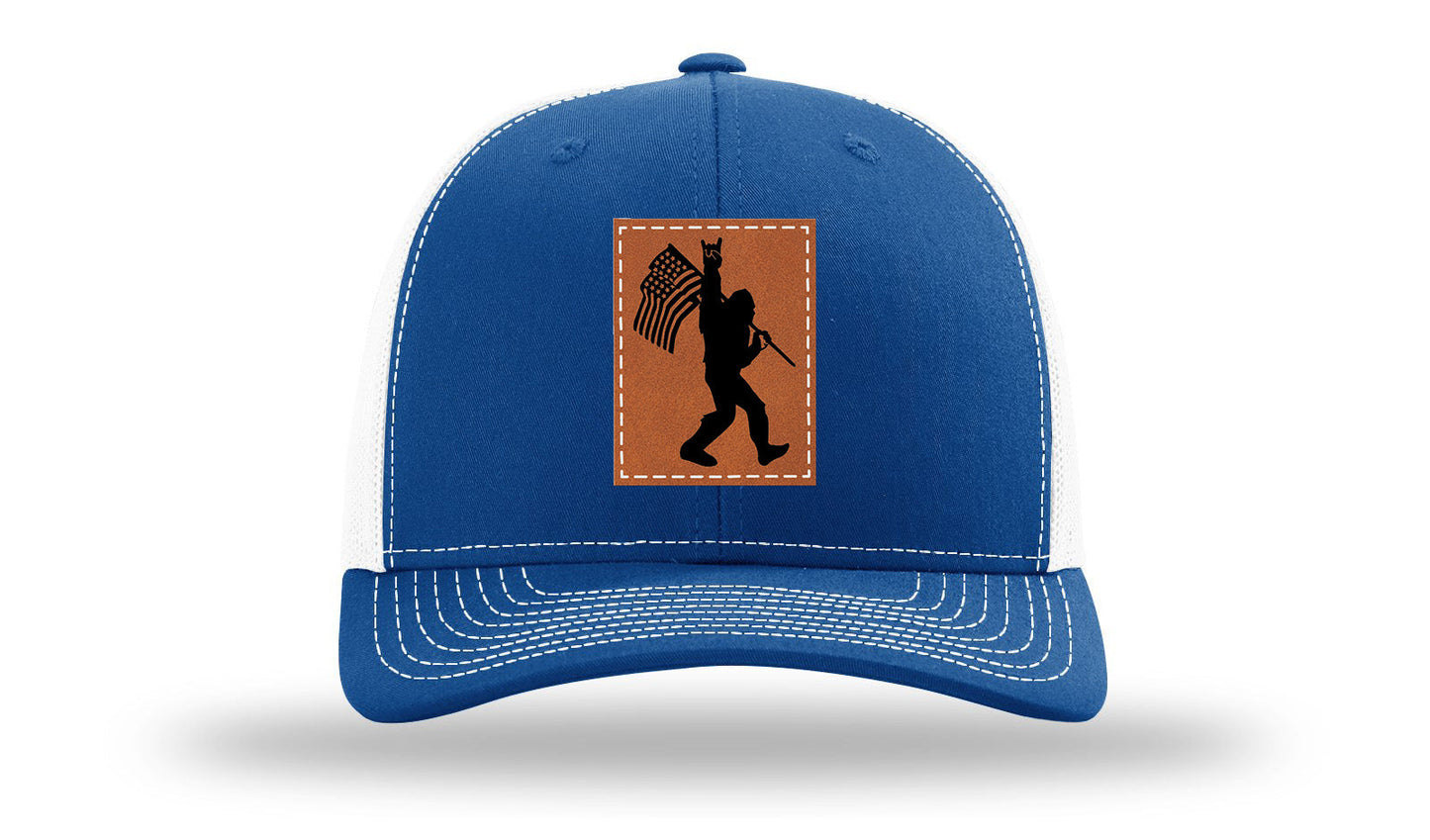 Sasquatch Flag Leather Patch Richardson 112 Hat