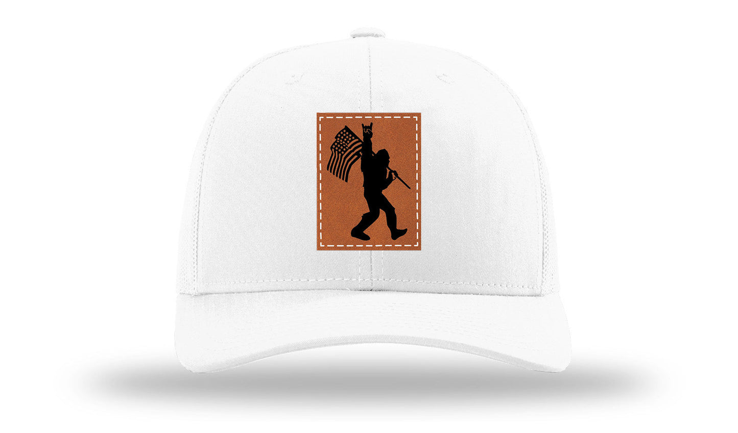 Sasquatch Flag Leather Patch Richardson 112 Hat