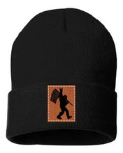 Load image into Gallery viewer, Squatch Flag Leather Patch Cuffed Beanie
